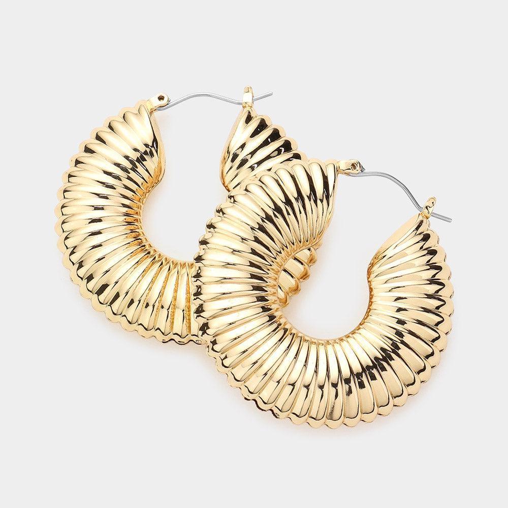 Gold Gold Dipped Textured Metal Hoop Earrings - Jewelry Store by Erik Rayo