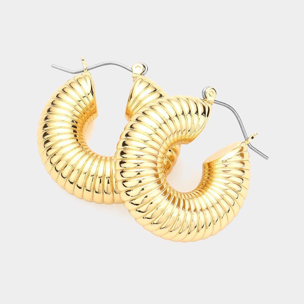 Silver Silver Dipped Textured Metal Hoop Pin Catch Earrings - Jewelry Store by Erik Rayo