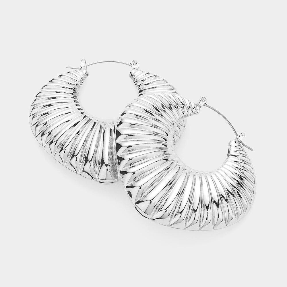 Textured Metal Hoop Pin Catch Earrings - Jewelry Store by Erik Rayo
