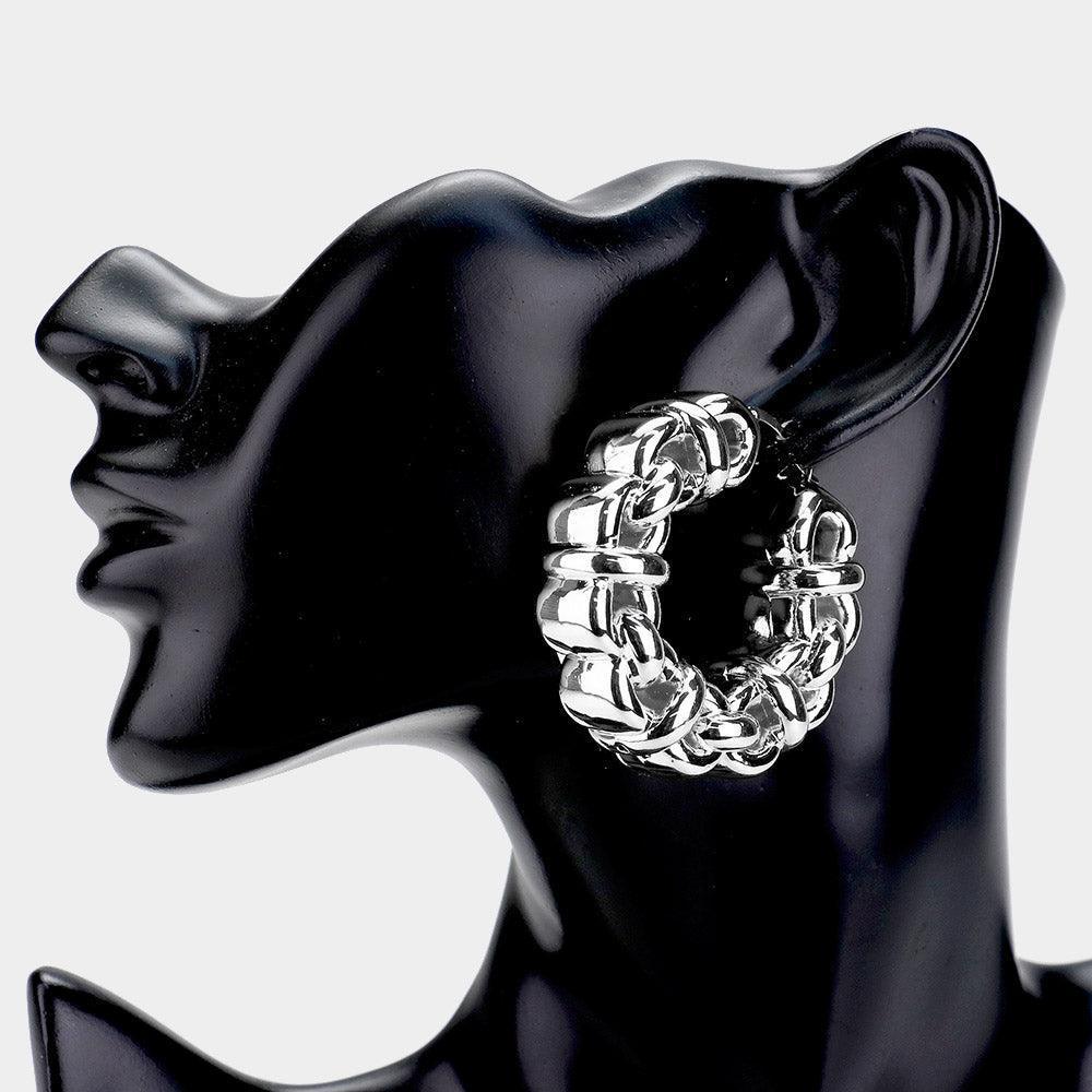 Embossed Pin Catch Hoop Earrings - Jewelry Store by Erik Rayo
