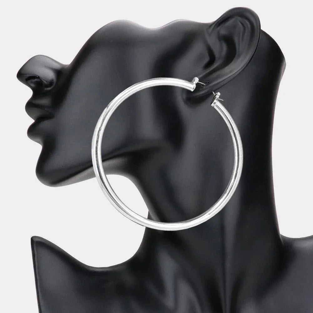 3 Inch Metal Hoop Pin Catch Earrings - Jewelry Store by Erik Rayo