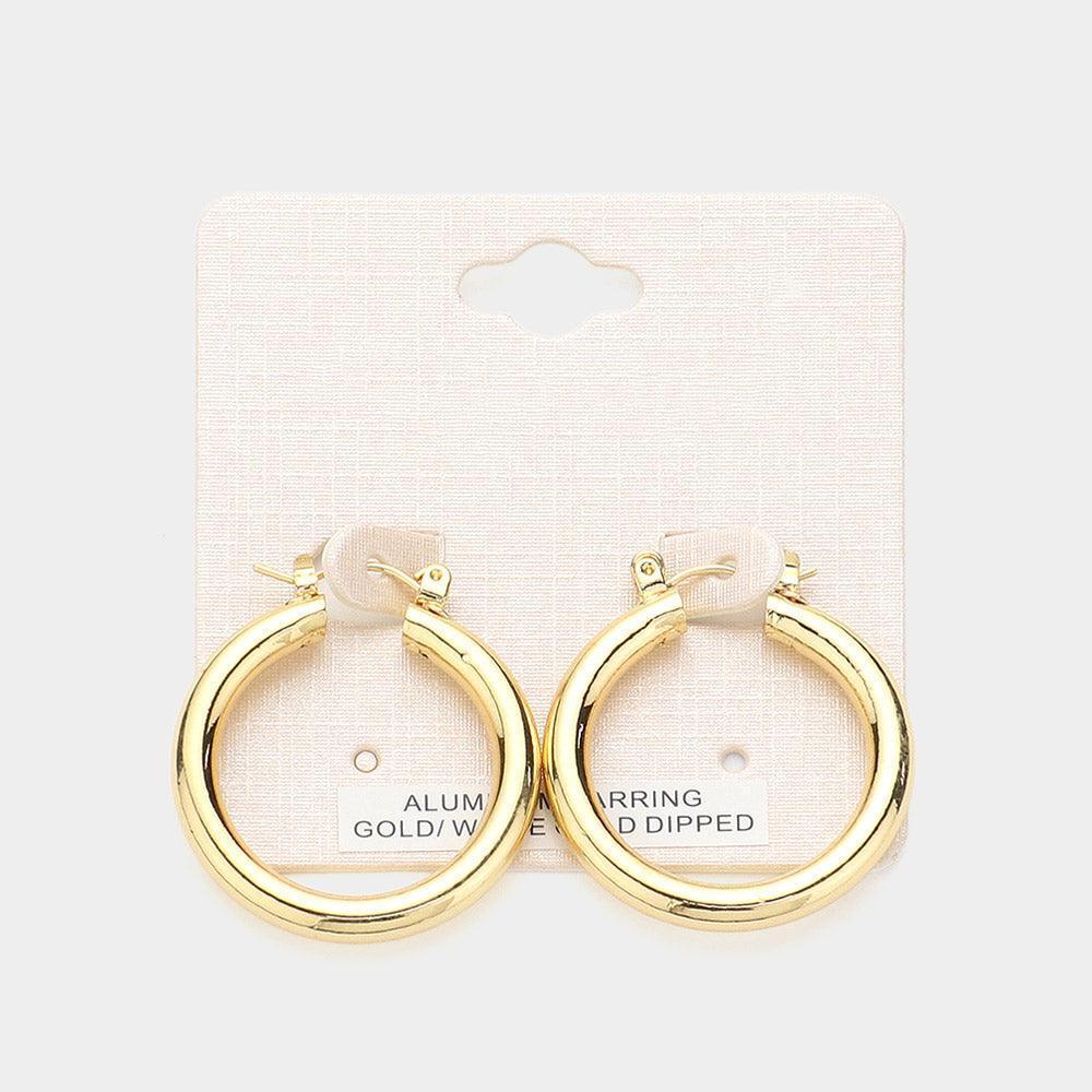 Gold Gold Dipped Aluminum Pin Catch Hoop Earrings - Jewelry Store by Erik Rayo