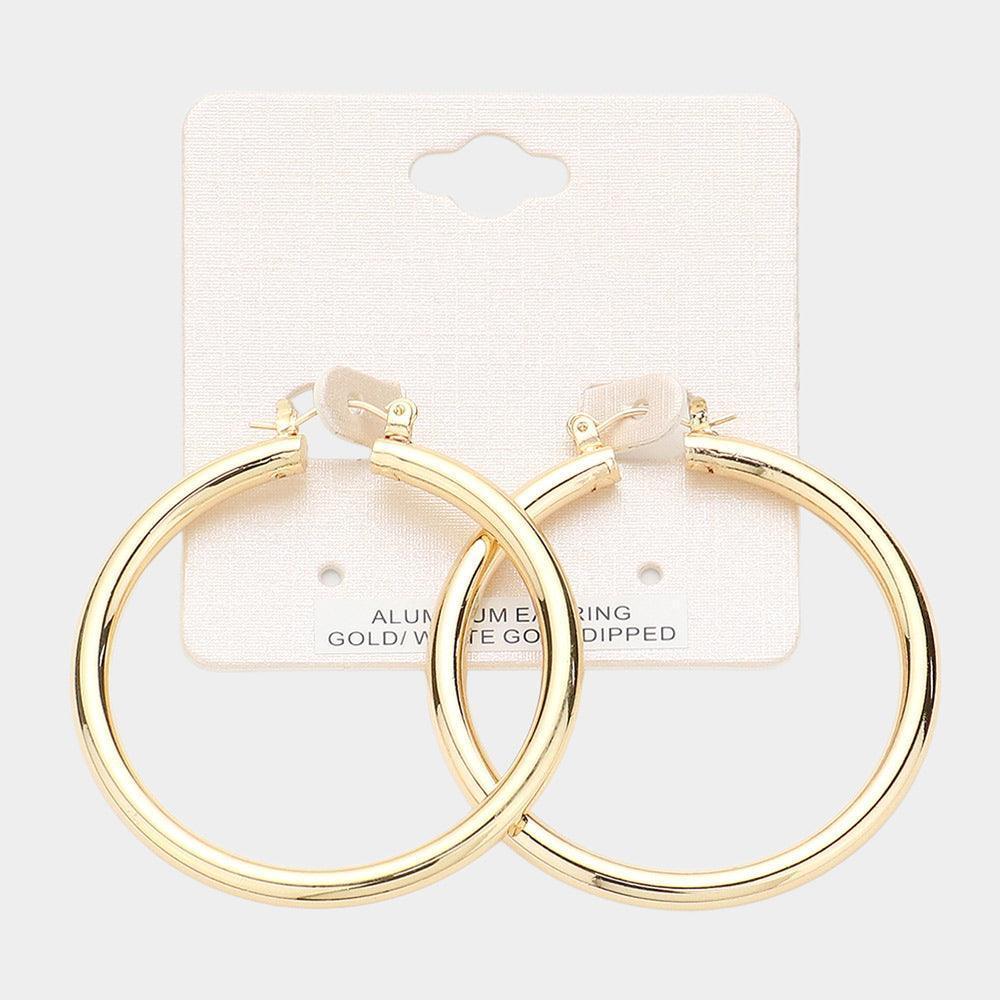 Gold Gold Dipped Aluminum Pin Catch Hoop Earrings - Jewelry Store by Erik Rayo