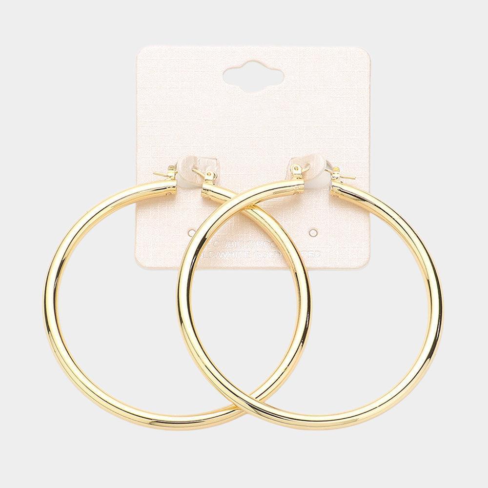 Gold Gold Dipped Aluminum Pin Catch Hoop Earrings - Jewelry Store by Erik Rayo
