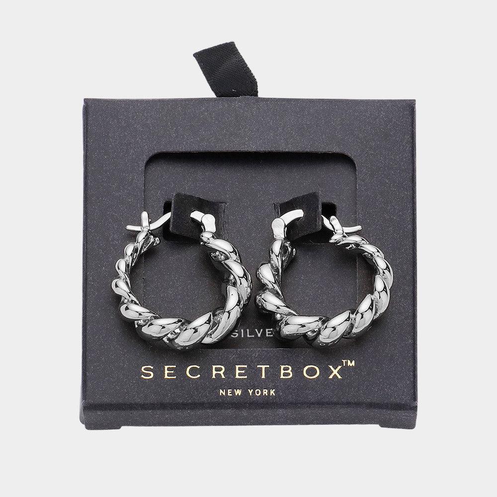 Silver Sterling Silver Dipped Twisted Metal Hoop Pin Catch Earrings - Jewelry Store by Erik Rayo
