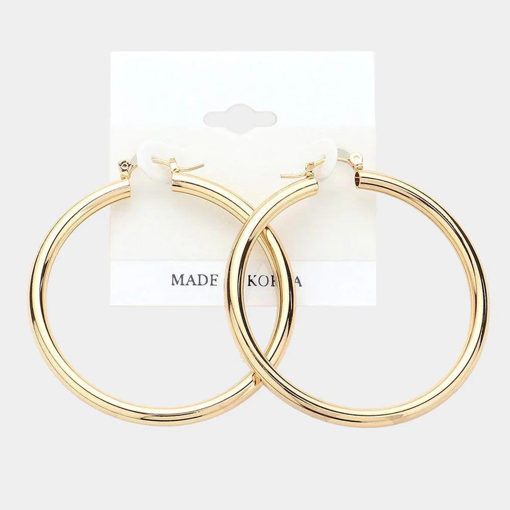 Gold Metal Pin Catch Hoop Earrings - Jewelry Store by Erik Rayo