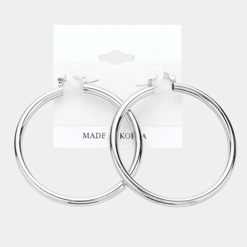 Metal Pin Catch Hoop Earrings - Jewelry Store by Erik Rayo