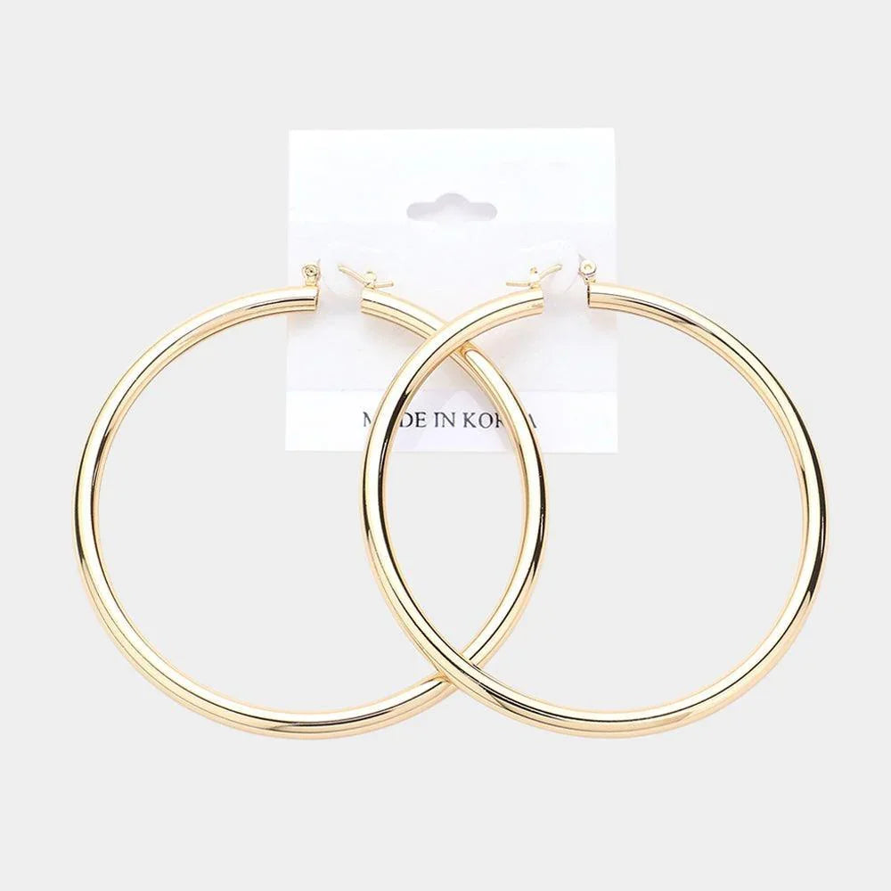 Gold Metal Pin Catch Hoop Earrings - Jewelry Store by Erik Rayo