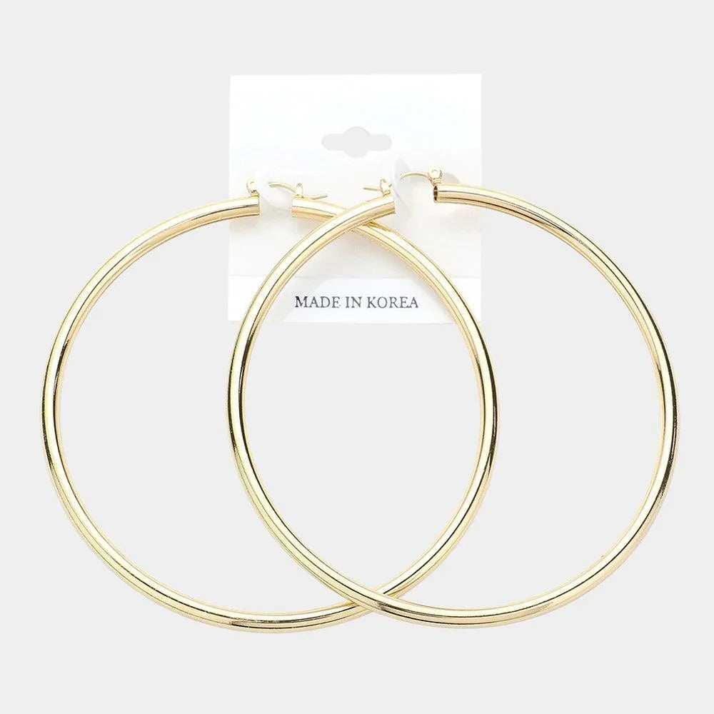 Gold Metal Pin Catch Hoop Earrings - Jewelry Store by Erik Rayo