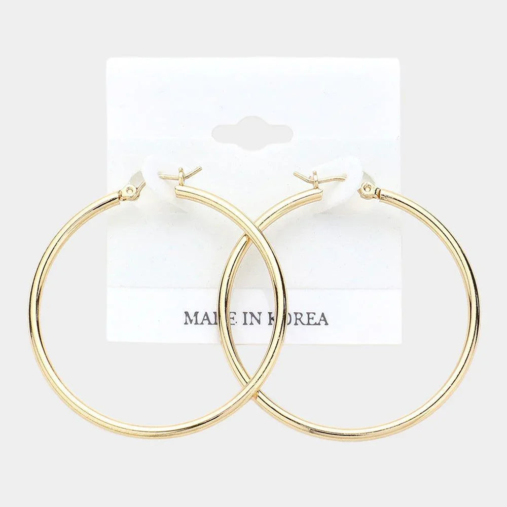 Gold Metal Hoop Pin Catch Earrings - Jewelry Store by Erik Rayo