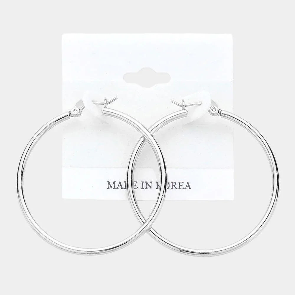 Metal Hoop Pin Catch Earrings - Jewelry Store by Erik Rayo