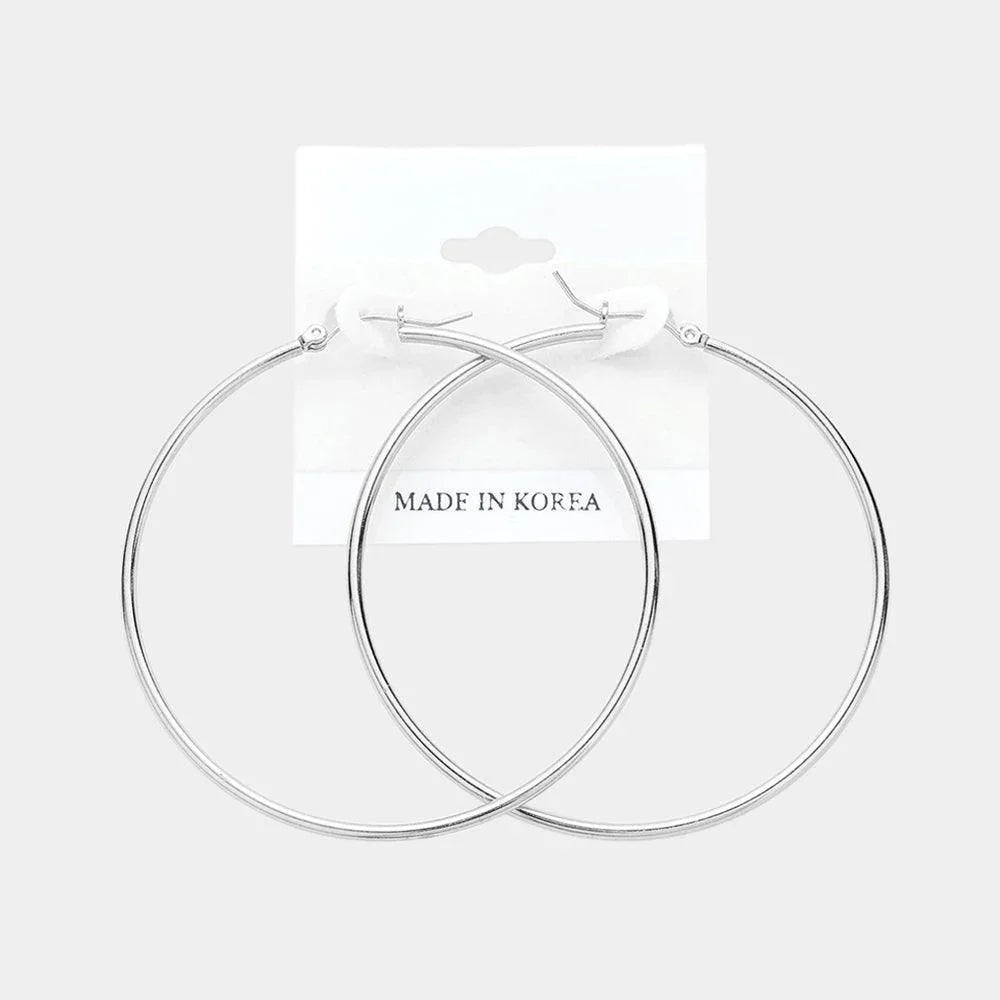 Metal Hoop Pin Catch Earrings - Jewelry Store by Erik Rayo