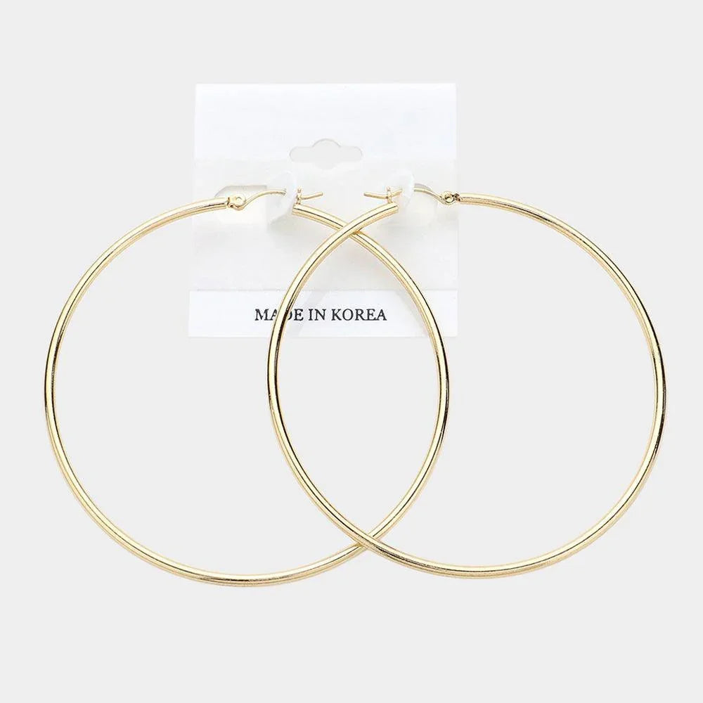 Gold Metal Hoop Pin Catch Earrings - Jewelry Store by Erik Rayo