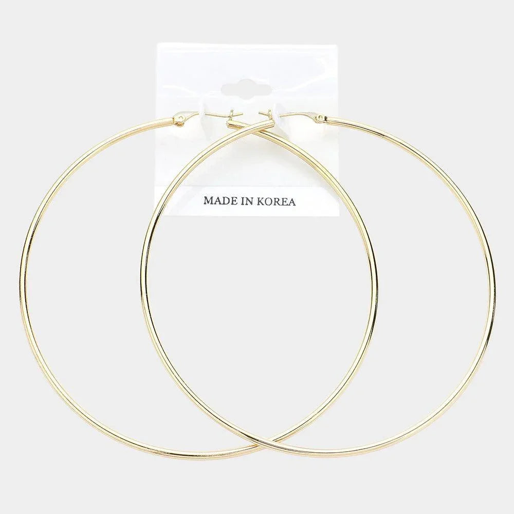 Gold Metal Hoop Pin Catch Earrings - Jewelry Store by Erik Rayo