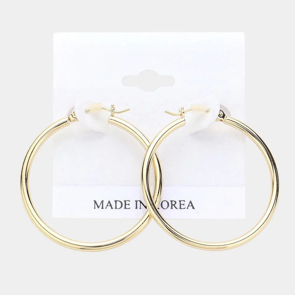 Gold Metal Hoop Pin Catch Earrings - Jewelry Store by Erik Rayo
