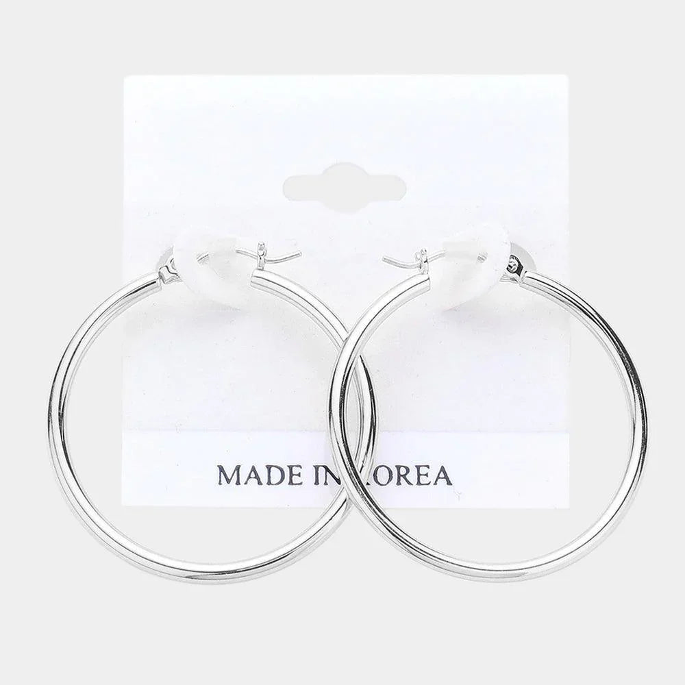 Metal Hoop Pin Catch Earrings - Jewelry Store by Erik Rayo