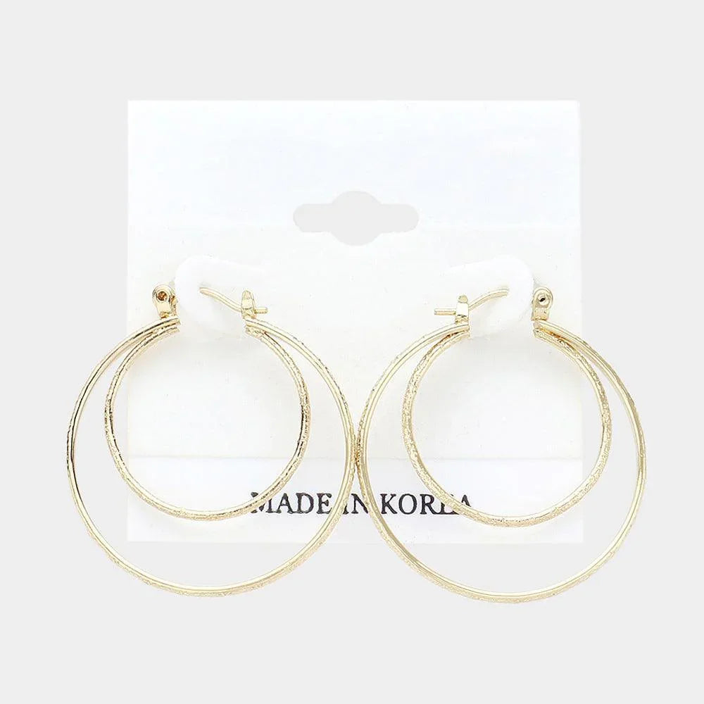 Gold Double Metal Hoop Pin Catch Earrings - Jewelry Store by Erik Rayo