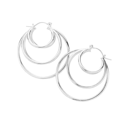 3D Brass Metal Pin Catch Hoop Earrings - Jewelry Store by Erik Rayo