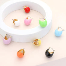 Load image into Gallery viewer, Yellow Enamel Bean Pin Catch Earrings
