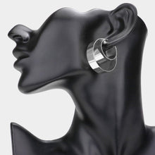 Load image into Gallery viewer, Silver Double Layered Metal Hoop Pin Catch Earrings
