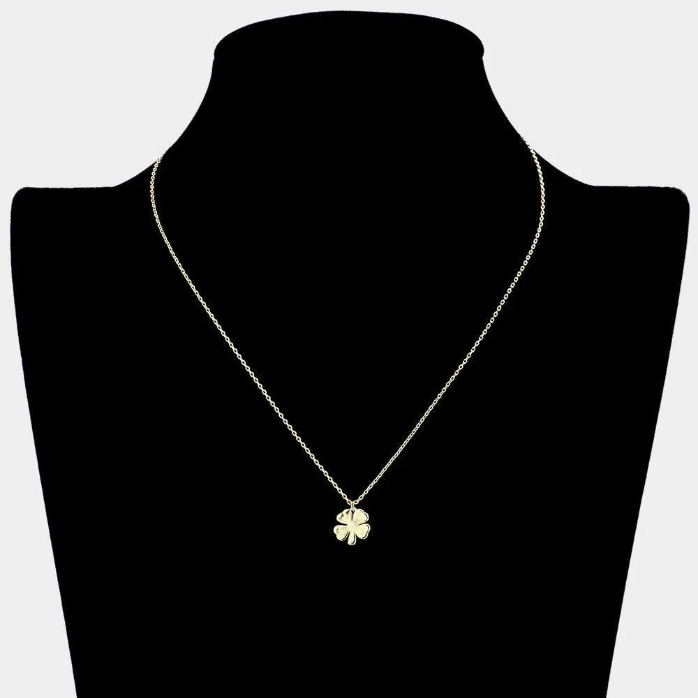 Gold 18K Gold Dipped Metal Clover Pendant Necklace - Jewelry Store by Erik Rayo