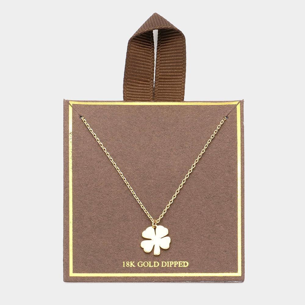 Gold 18K Gold Dipped Metal Clover Pendant Necklace - Jewelry Store by Erik Rayo