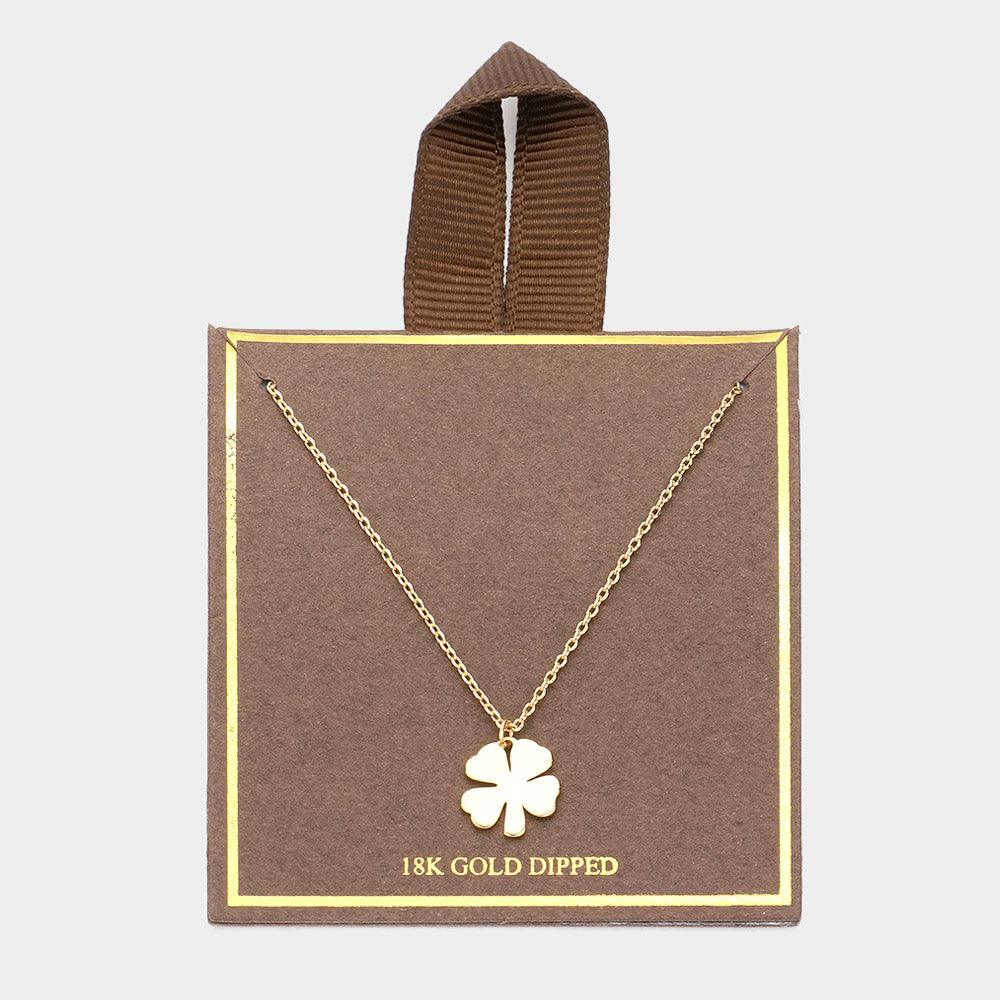 Gold 18K Gold Dipped Metal Clover Pendant Necklace