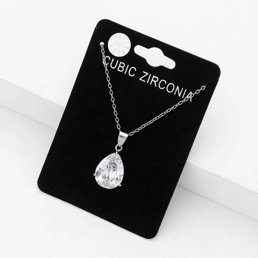 Teardrop CZ Stone Pendant Necklace - Jewelry Store by Erik Rayo