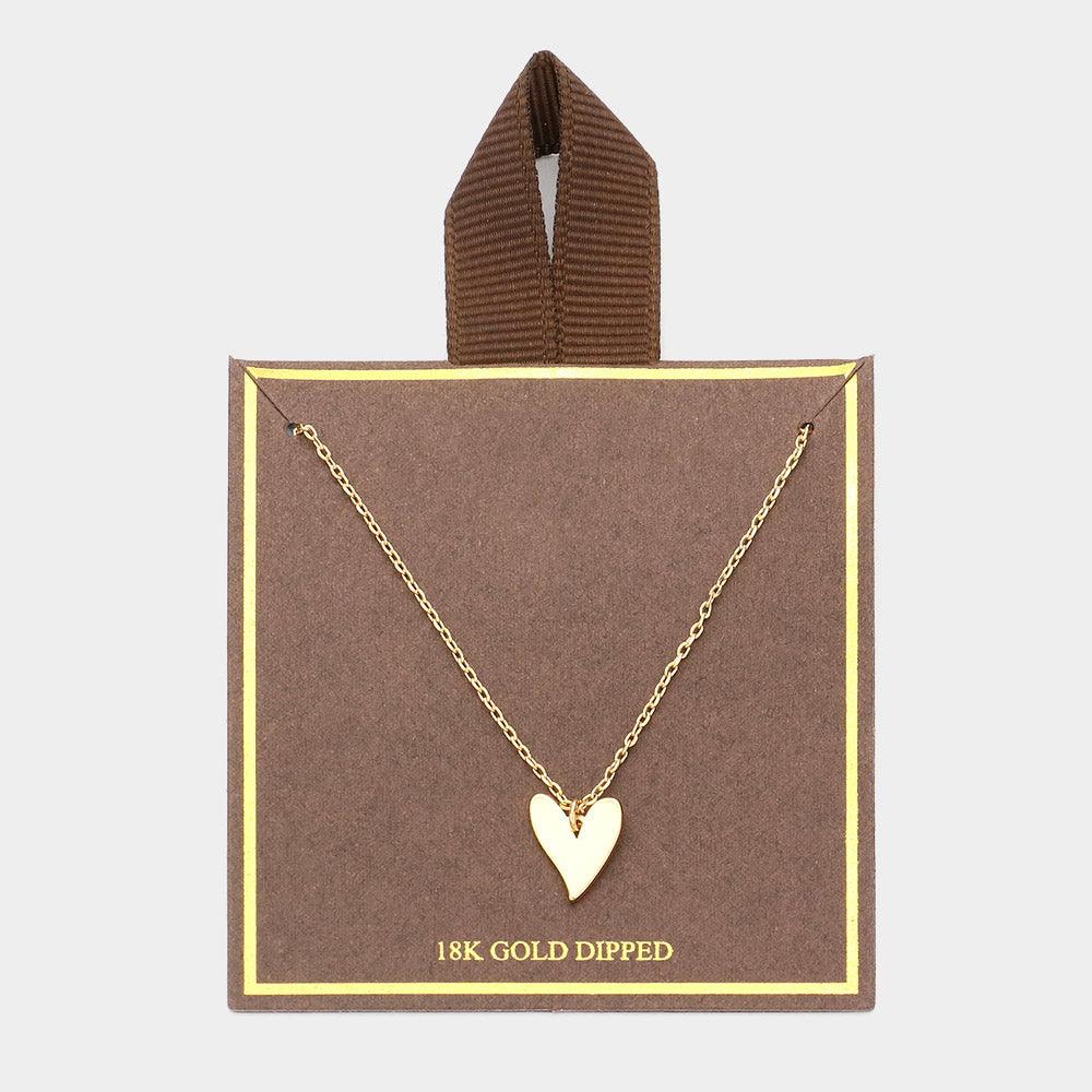 Gold 18K Gold Dipped Metal Heart Pendant Necklace