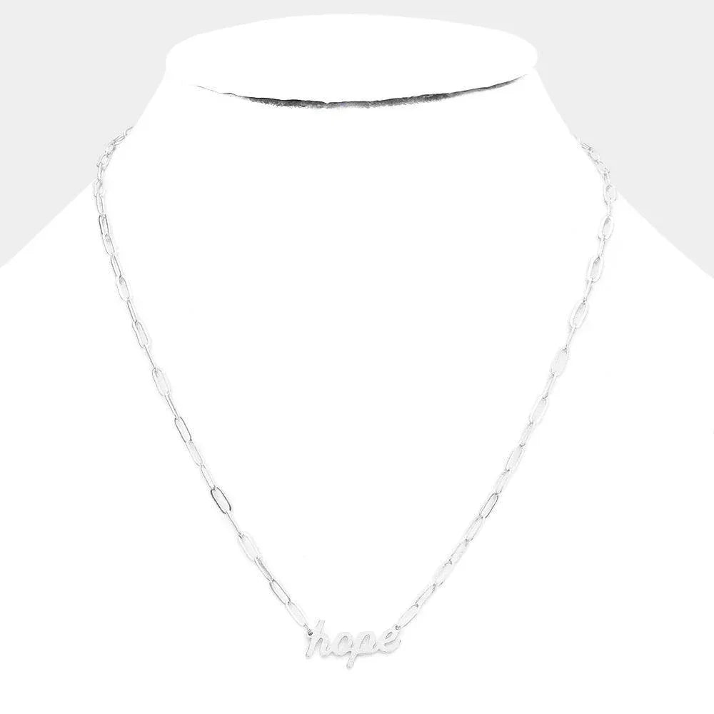 hope Brass Metal Message Pendant Necklace - Jewelry Store by Erik Rayo