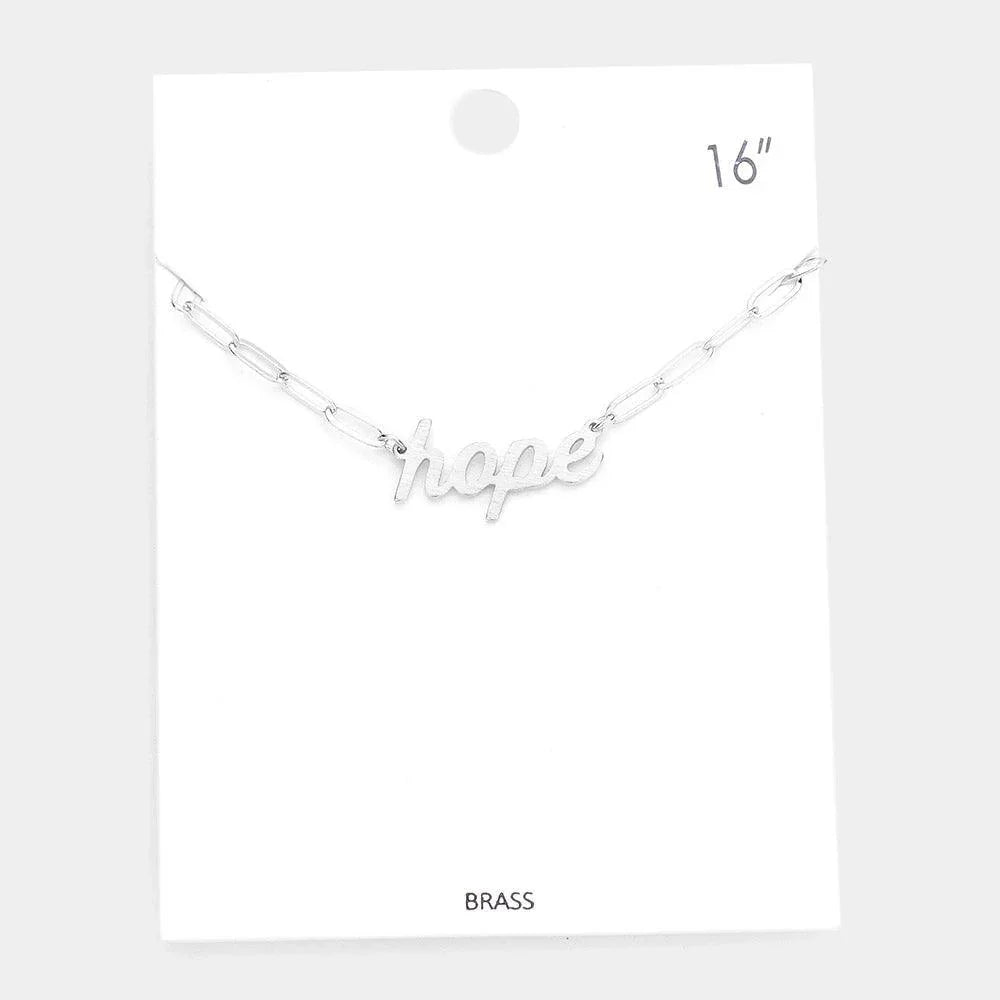 hope Brass Metal Message Pendant Necklace - Jewelry Store by Erik Rayo