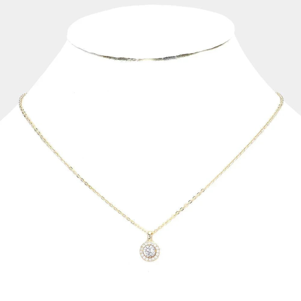 Gold CZ Round Pendant Necklace - Jewelry Store by Erik Rayo