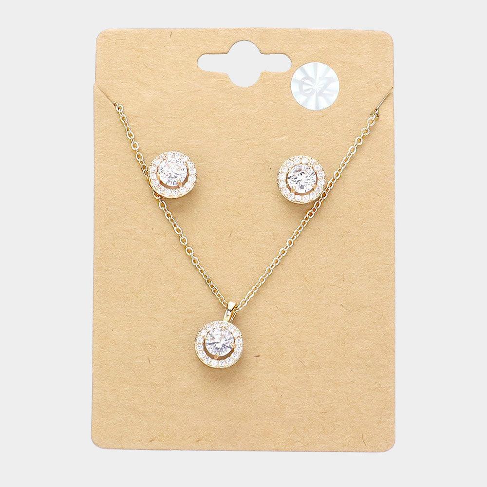 Gold CZ Round Pendant Necklace - Jewelry Store by Erik Rayo