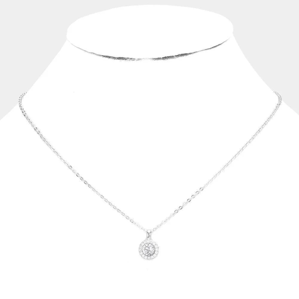 Silver CZ Round Pendant Necklace - Jewelry Store by Erik Rayo