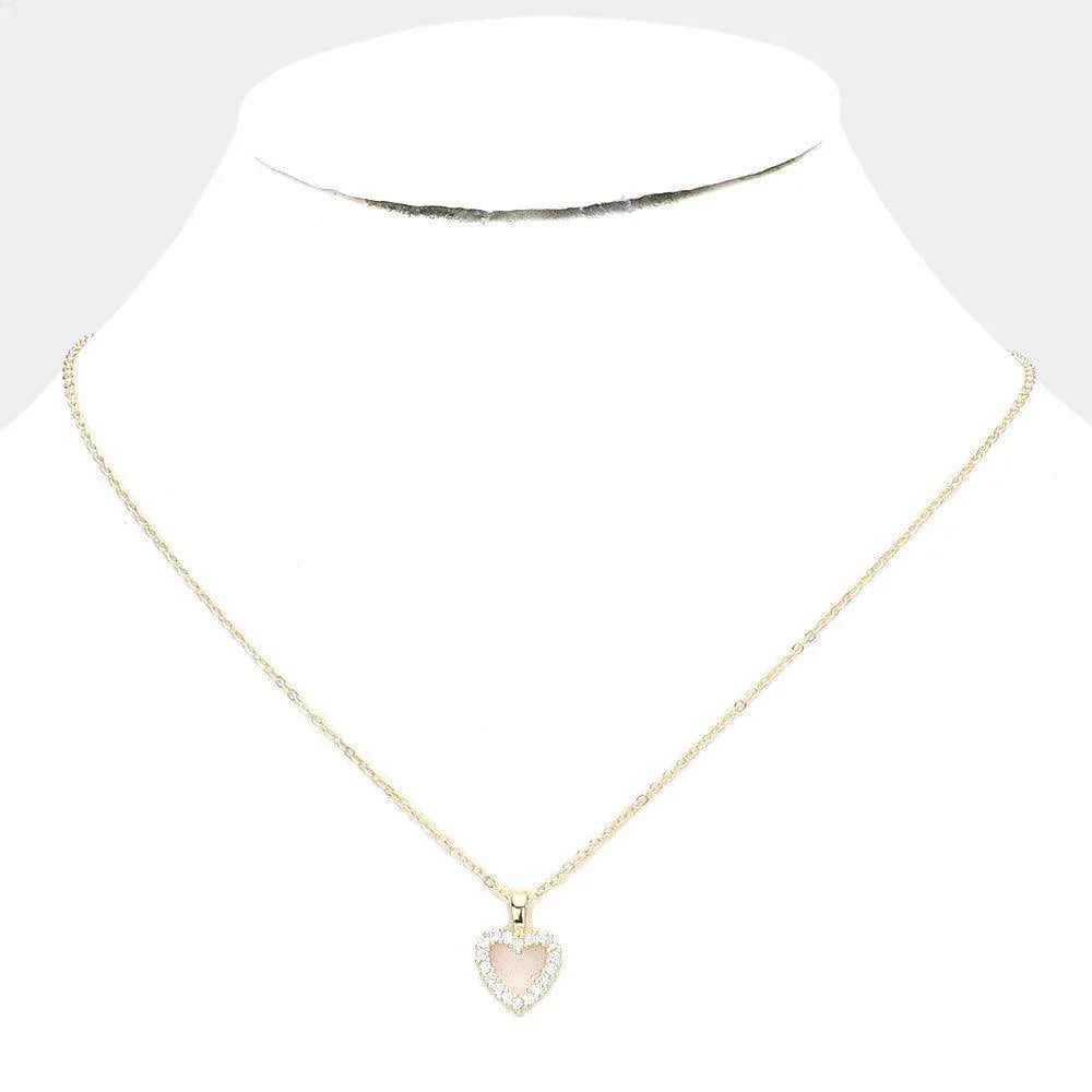 Gold CZ Heart Pendant Necklace - Jewelry Store by Erik Rayo
