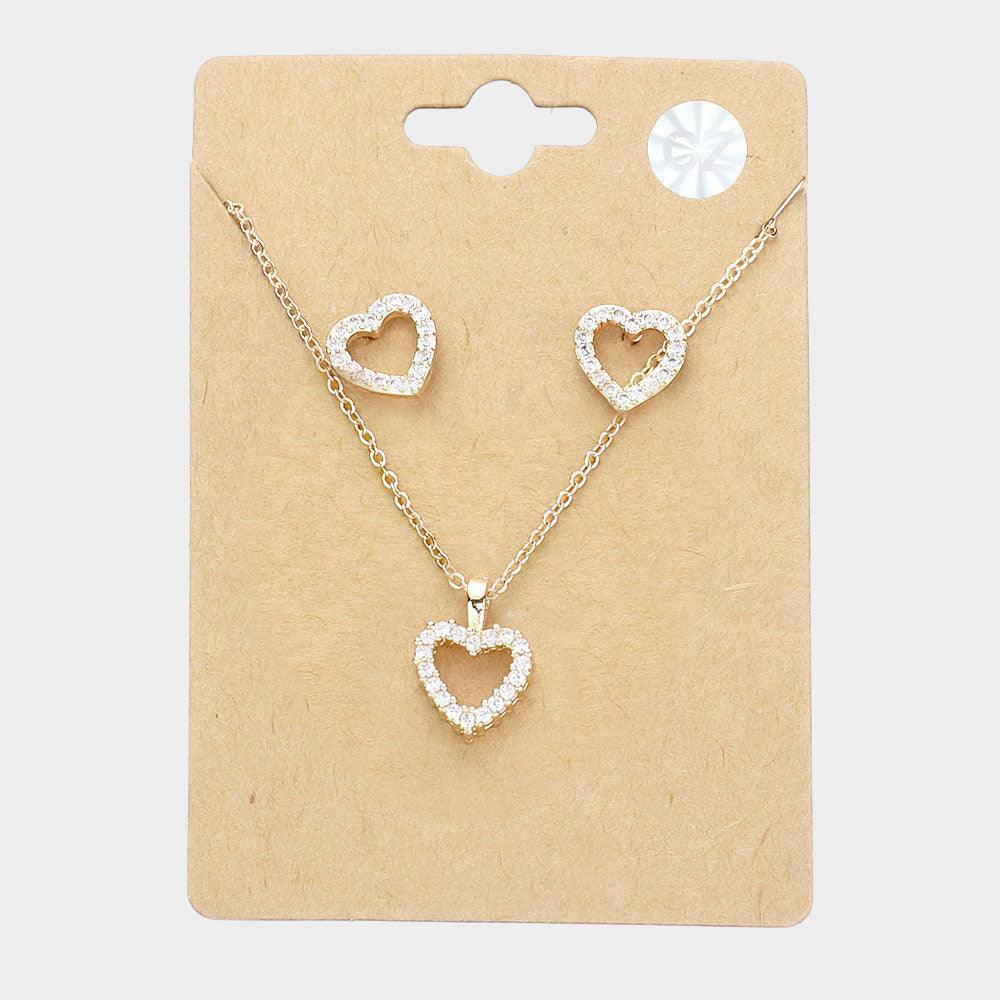 Gold CZ Heart Pendant Necklace - Jewelry Store by Erik Rayo