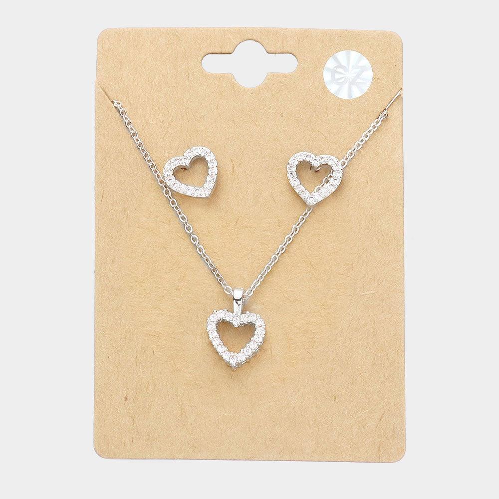 Silver CZ Heart Pendant Necklace - Jewelry Store by Erik Rayo
