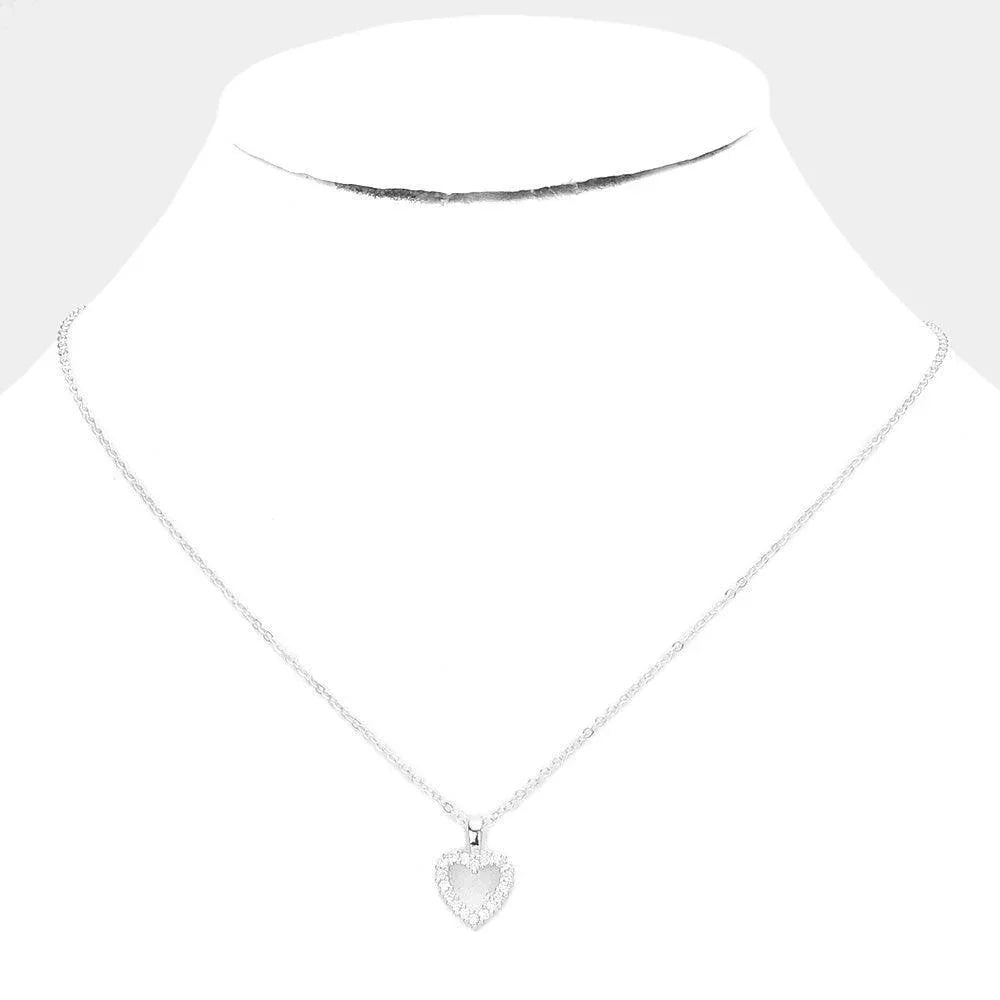 Silver CZ Heart Pendant Necklace - Jewelry Store by Erik Rayo