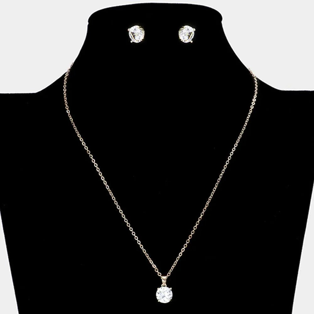 Gold Round CZ Stone Pendant Necklace - Jewelry Store by Erik Rayo