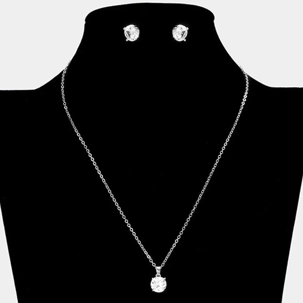 Round CZ Stone Pendant Necklace - Jewelry Store by Erik Rayo