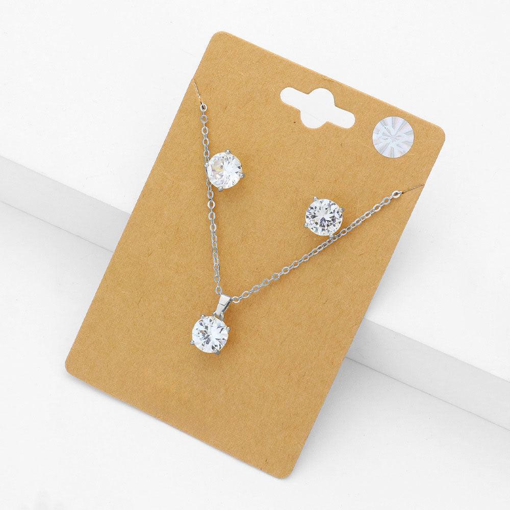 Round CZ Stone Pendant Necklace - Jewelry Store by Erik Rayo