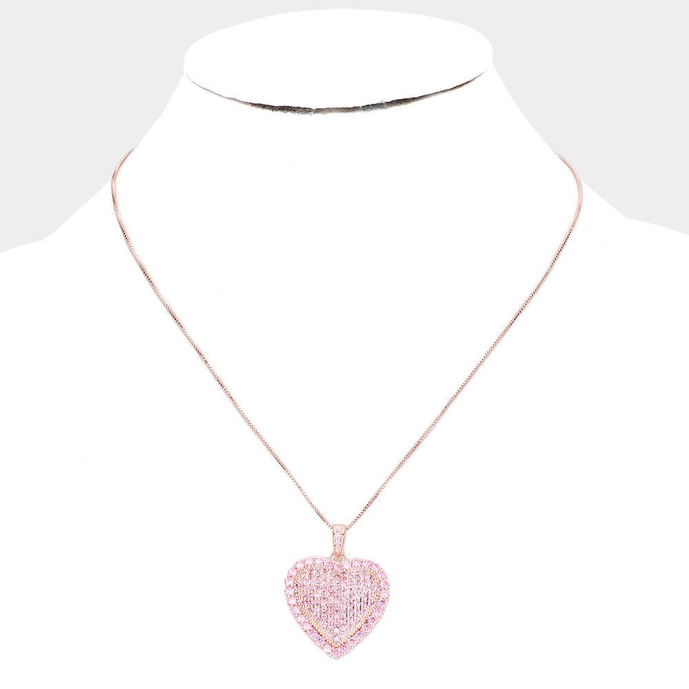 Rose Gold CZ Heart Pendant Necklace - Jewelry Store by Erik Rayo