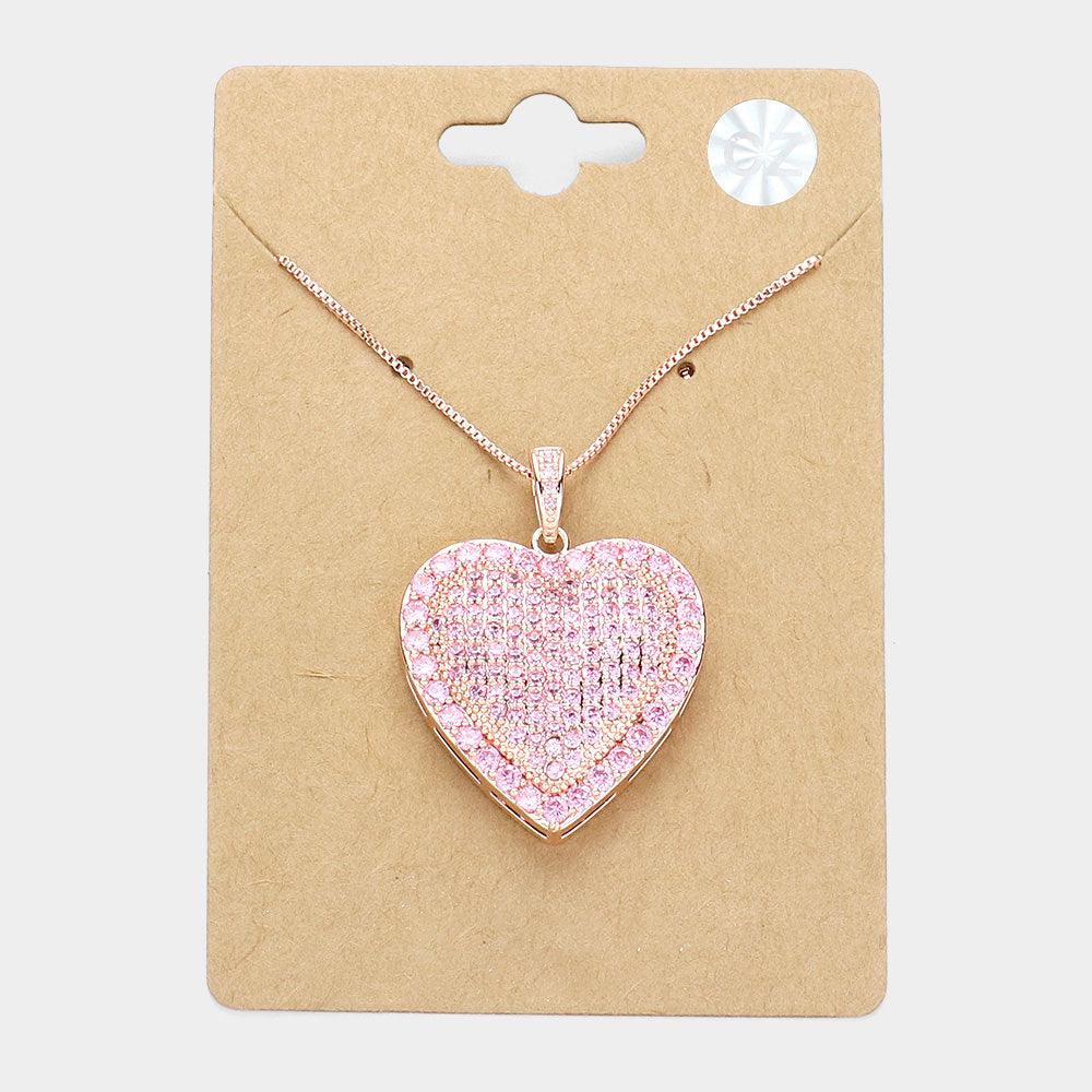 Rose Gold CZ Heart Pendant Necklace - Jewelry Store by Erik Rayo