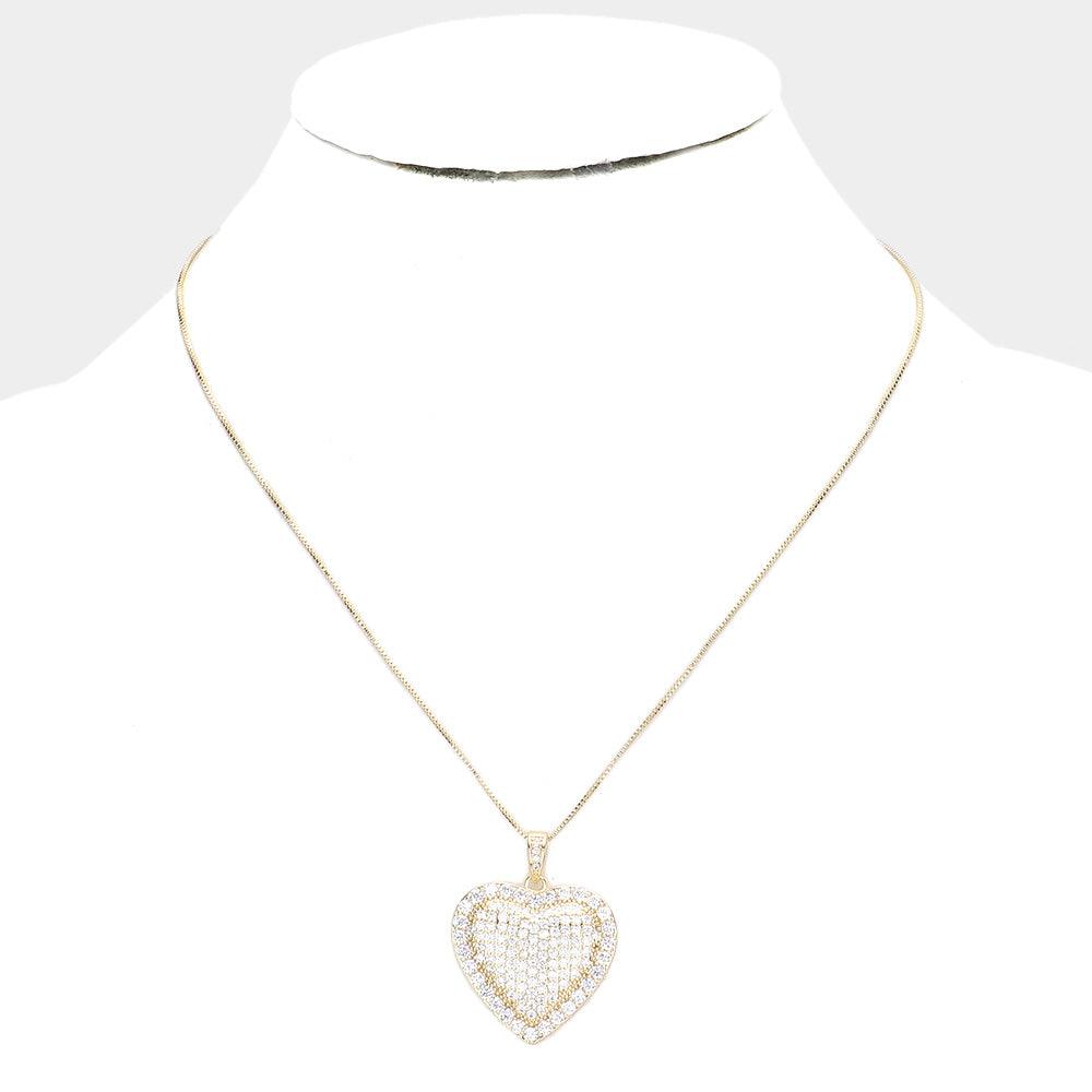 Gold CZ Heart Pendant Necklace - Jewelry Store by Erik Rayo