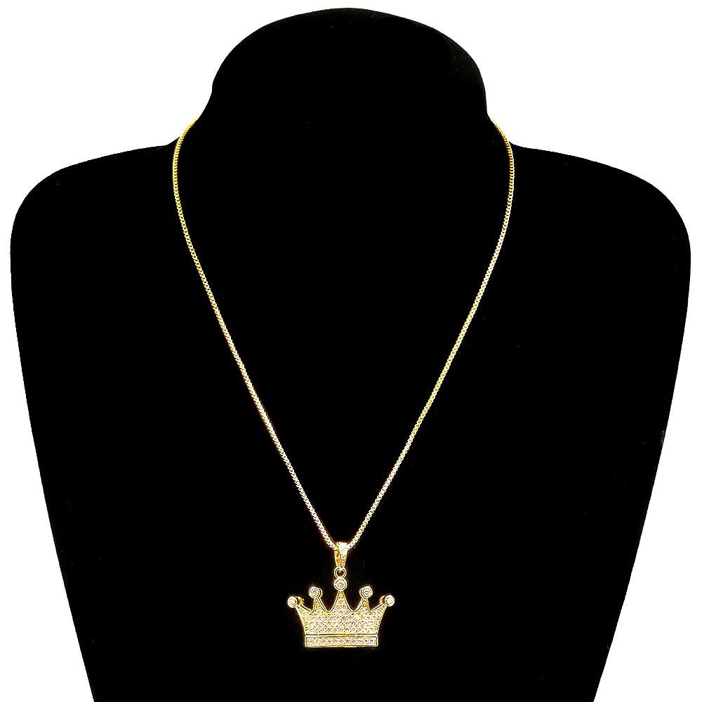 Gold CZ Crown Pendant Necklace - Jewelry Store by Erik Rayo