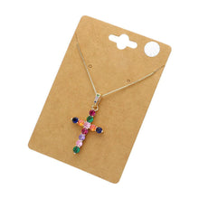 Load image into Gallery viewer, Gold CZ Cross Pendant Necklace
