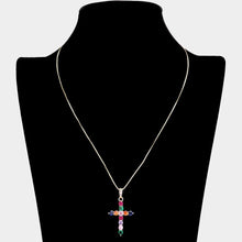Load image into Gallery viewer, Gold CZ Cross Pendant Necklace
