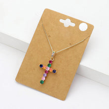 Load image into Gallery viewer, Gold CZ Cross Pendant Necklace
