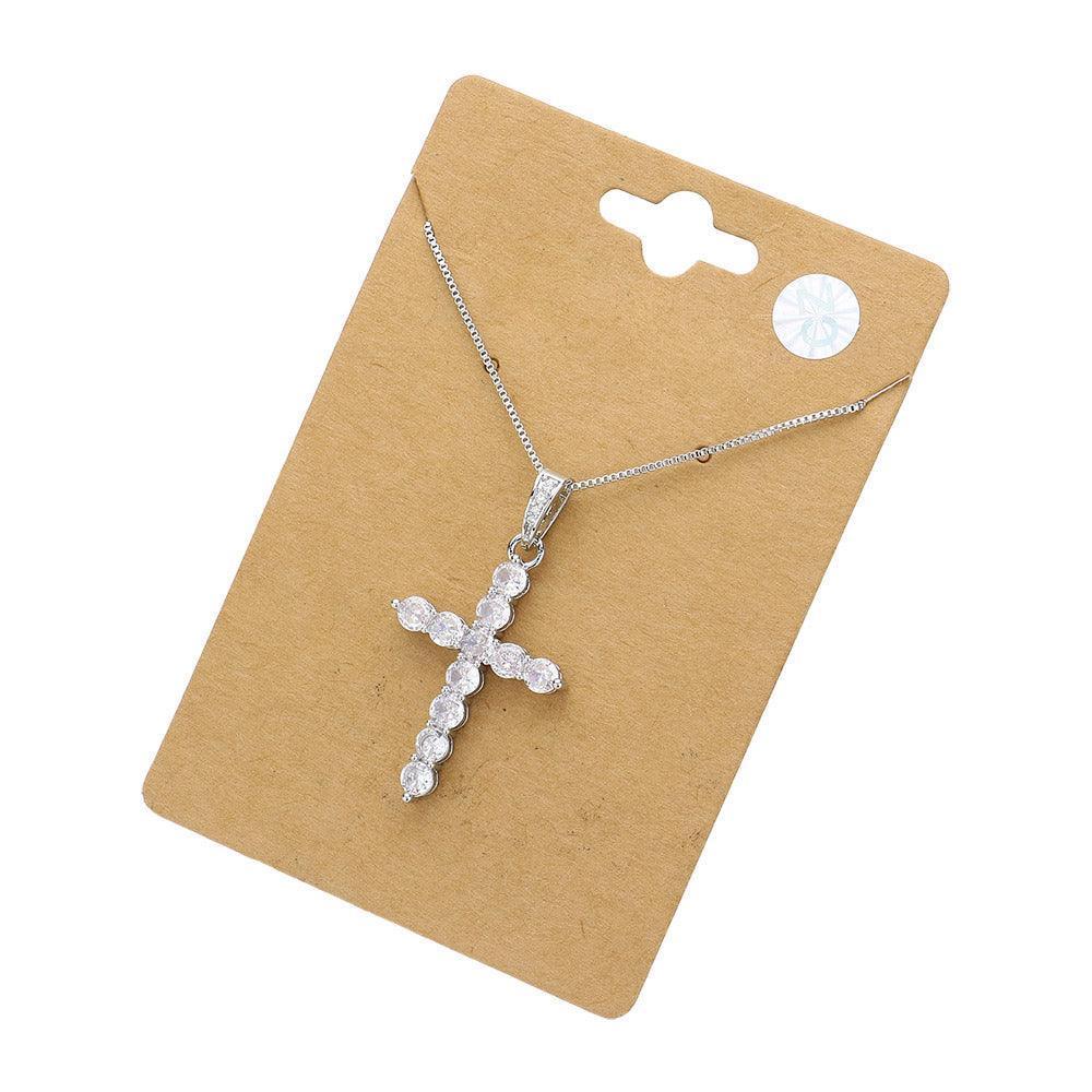 Clear CZ Cross Pendant Necklace - Jewelry Store by Erik Rayo