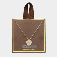 Load image into Gallery viewer, Gold 18K Gold Dipped CZ Stone Paved Paw Pendant Necklace
